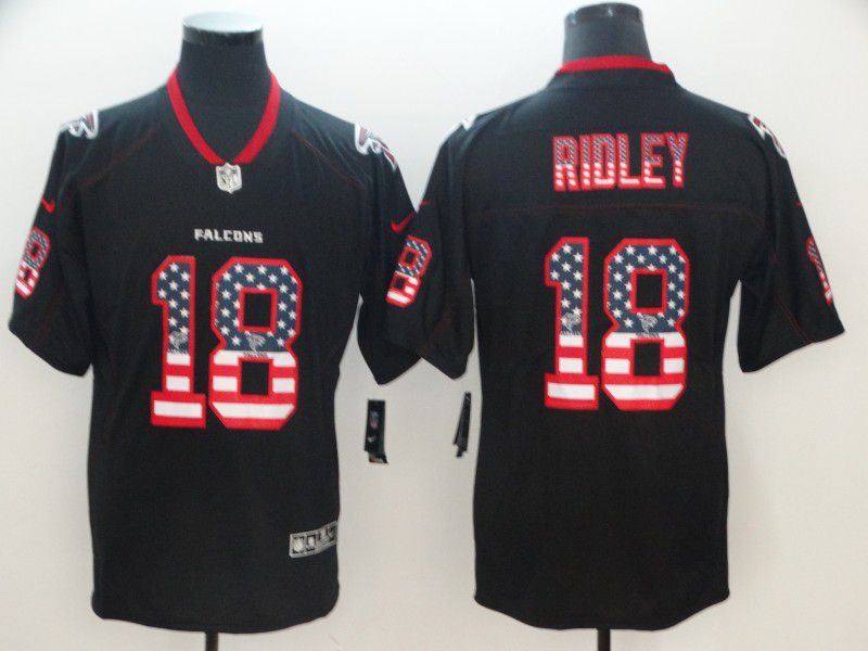 Men Atlanta Falcons 18 Ridley Nike USA Flag Fashion Black Color Rush Limited NFL Jersey